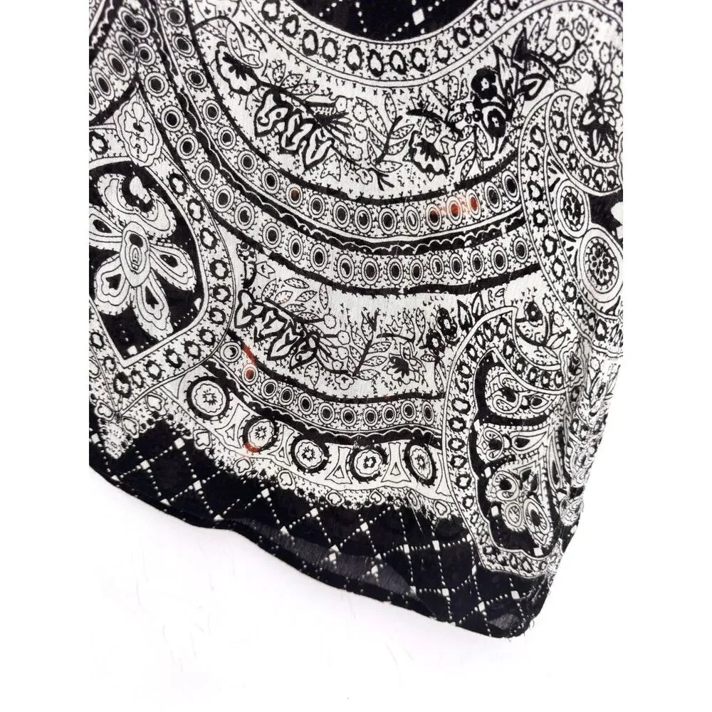 AS-IS Free People Black White Paisley Border Print Wide Leg Palazzo Pants
